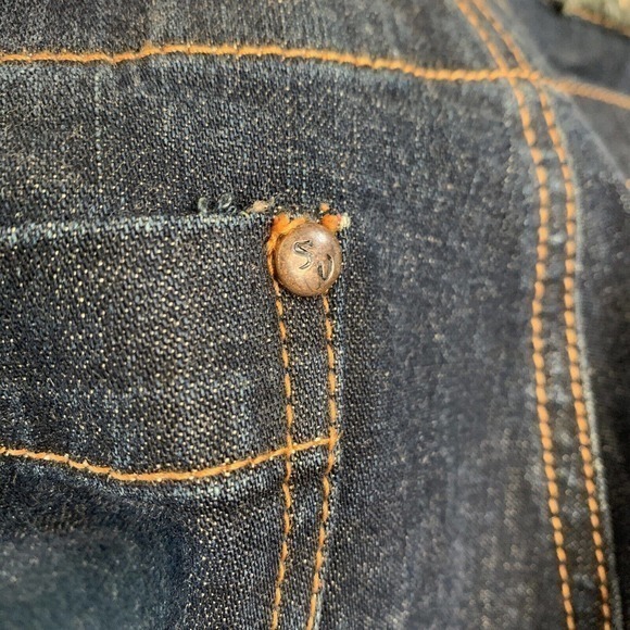 Vintage Sergio Valente Size 16 Women Blue‎ Jeans Flared Denim Raw Hem 34x31 Cuff - Picture 10 of 10